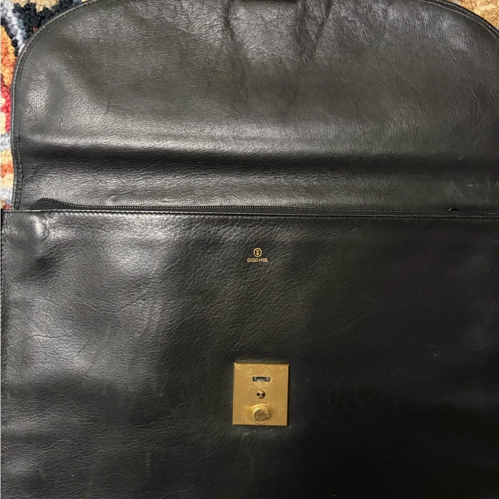 Vintage Goldpfeil Leather Briefcase Clutch Black